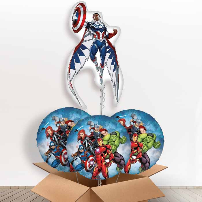 Captain America Sam Wilson Giant Helium Balloon in a Box | Giant Balloon + 3 Themed Balloons | Party Save Smile