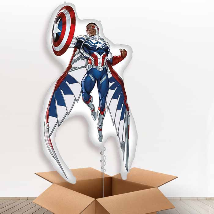 Captain America Sam Wilson Giant Helium Balloon in a Box | Giant Balloon | Party Save Smile