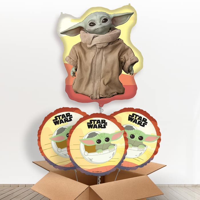 Mandalorian Yoda Giant Helium Balloon in a Box | Giant Balloon + 3 Themed Balloons | Party Save Smile