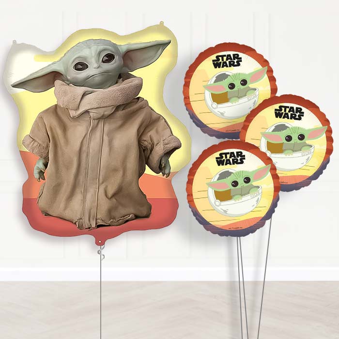Mandalorian Yoda Balloon Bouquet Delivery | Giant Balloon + 3 Themed Balloons | Party Save Smile
