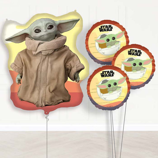 Mandalorian Yoda Balloon Bouquet Delivery | Giant Balloon + 3 Themed Balloons | Party Save Smile