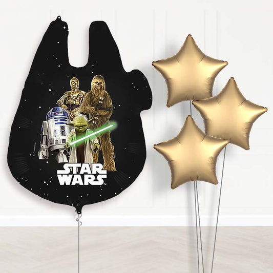 Star Wars Millenium Falcon Balloon Bouquet Delivery | Giant Balloon + 3 Plain Balloons | Party Save Smile
