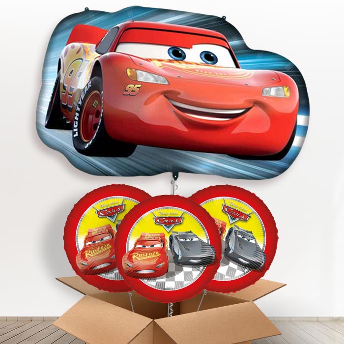 Lightning McQueen Helium Balloons in a Box - With 3 Themed Balloons | Party Save Smile