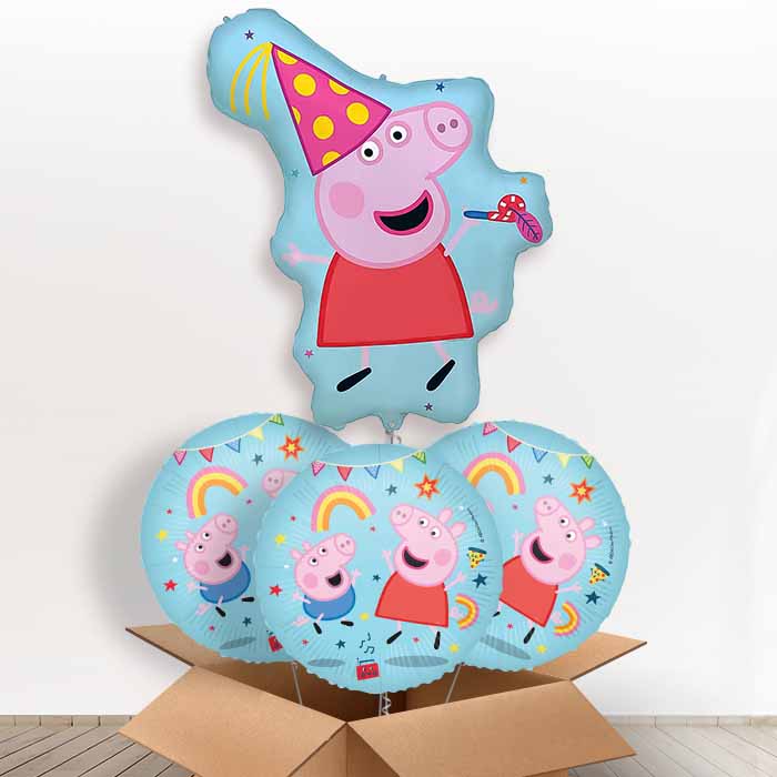 Peppa Pig Party Giant Helium Balloon in a Box | Giant Balloon + 3 Themed Balloons | Party Save Smile