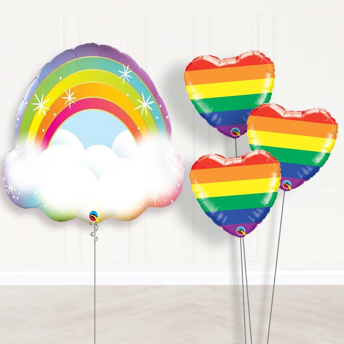 Rainbow Cloud Inflated Helium Balloons Delivered - Themed Bouquet | Party Save Smile