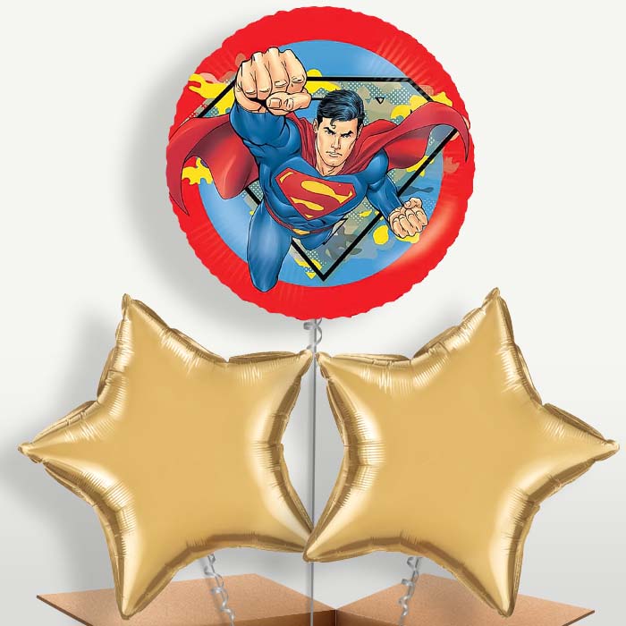 Superman Krypton Balloon Bunch inflated with Helium (Trio) | Party Save Smile