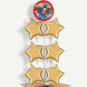 Superman Krypton 7 Balloon Arrangement Inflated with Helium