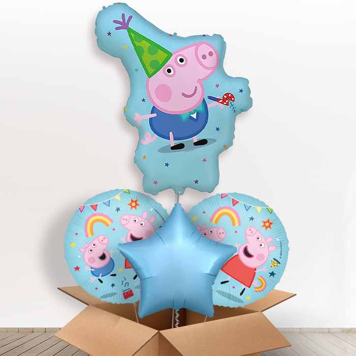 George Pig Giant Helium Balloon in a Box | Giant Balloon + 2 Themed Balloons + 1 Plain Balloon | Party Save Smile