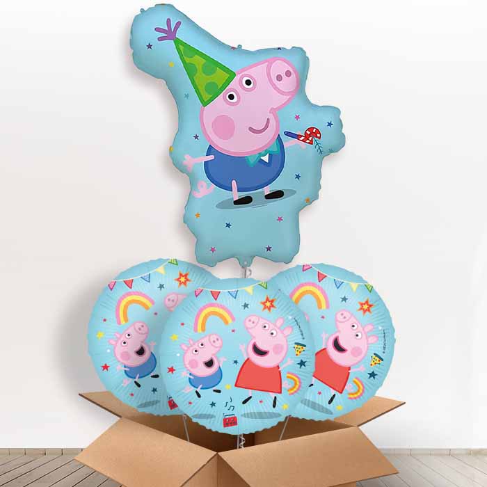 George Pig Giant Helium Balloon in a Box | Giant Balloon + 3 Themed Balloons | Party Save Smile