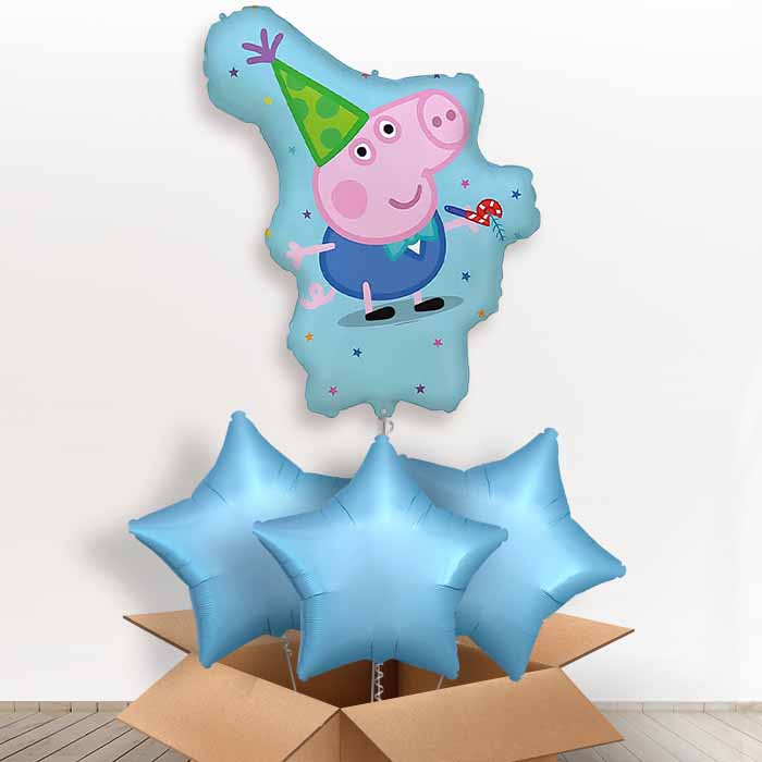 George Pig Giant Helium Balloon in a Box | Giant Balloon + 3 Plain Balloons | Party Save Smile