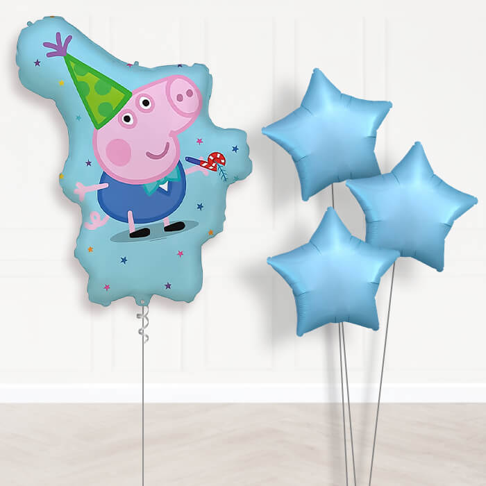 George Pig Giant Balloon Bouquet Delivery | Giant Balloon + 3 Plain Balloons | Party Save Smile
