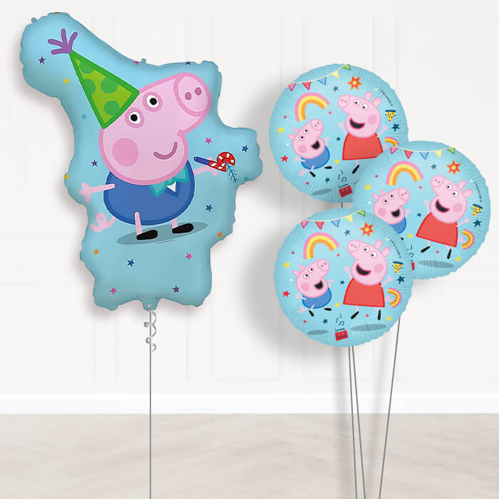 George Pig Giant Balloon Bouquet Delivery | Giant Balloon + 3 Themed Balloons | Party Save Smile