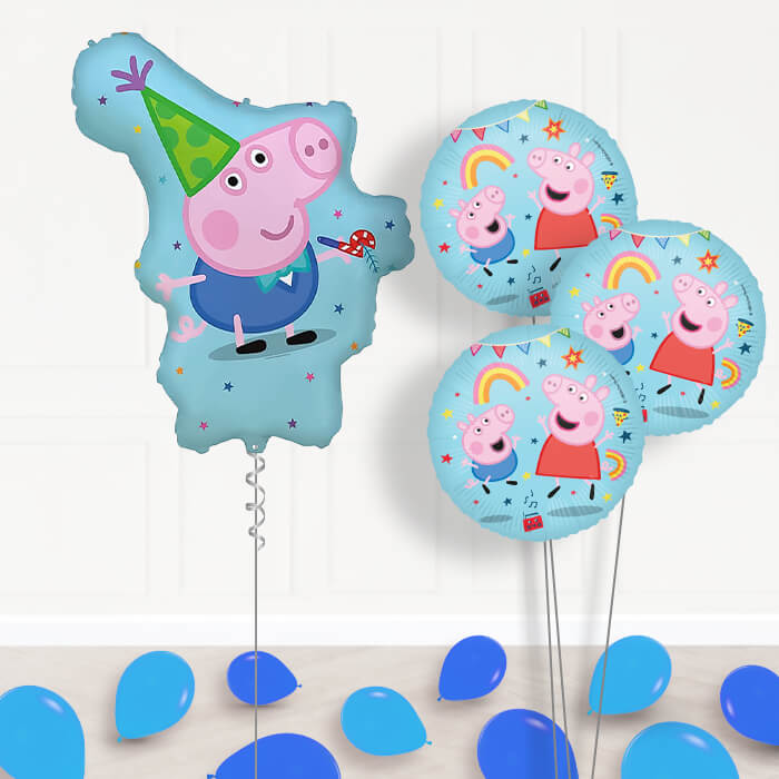 George Pig Giant Balloon Bouquet Delivery | Giant Balloon + 3 Themed Balloons + Mini Balloons | Party Save Smile