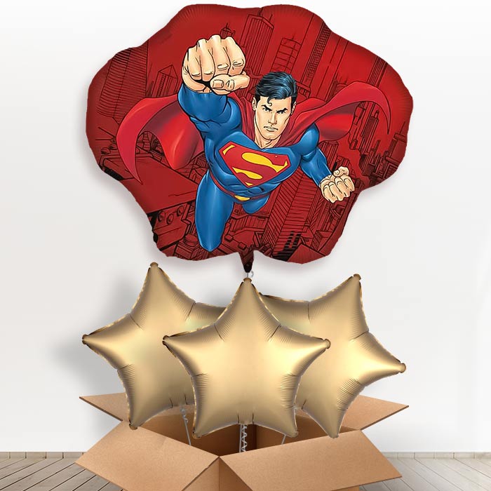Superman Krypton Giant Helium Balloon in a Box | Giant Balloon + 3 Plain Balloons | Party Save Smile