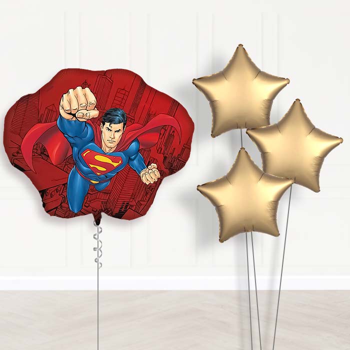 Superman Krypton Balloon Bouquet Delivery | Giant Balloon + 3 Plain Balloons | Party Save Smile