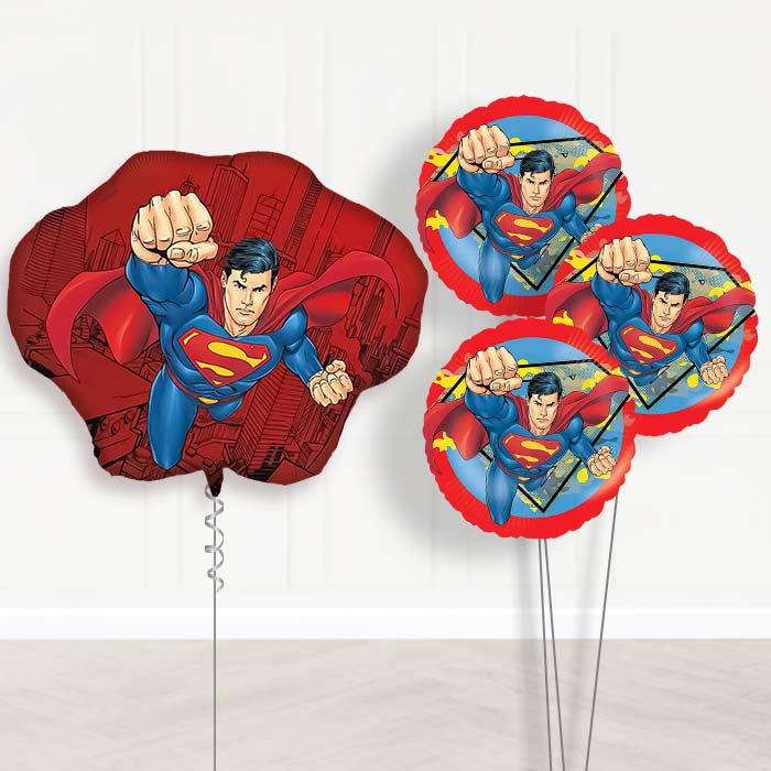 Superman Krypton Balloon Bouquet Delivery | Giant Balloon + 3 Themed Balloons | Party Save Smile