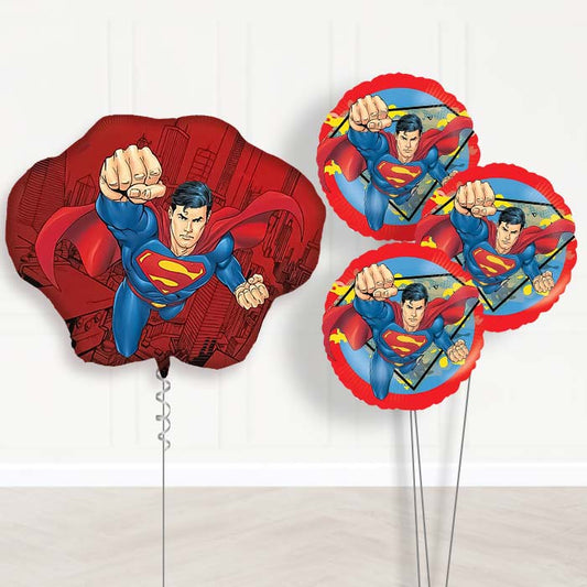 Superman Krypton Balloon Bouquet Delivery | Giant Balloon + 3 Themed Balloons | Party Save Smile