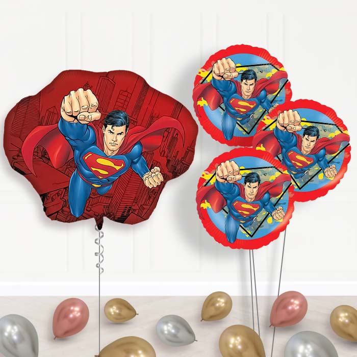 Superman Krypton Balloon Bouquet Delivery | Giant Balloon + 3 Themed Balloons + Mini Balloons | Party Save Smile
