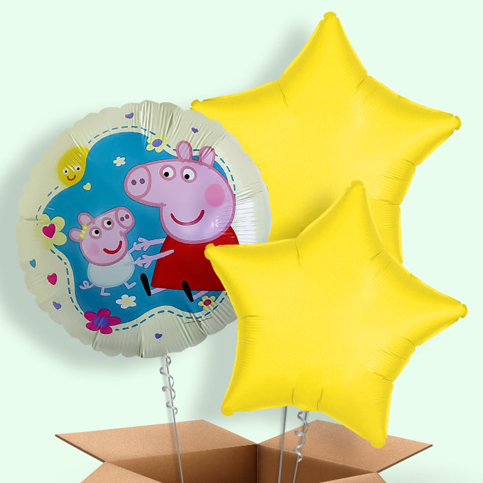Peppa Pig with Little Baby Helium Balloon in a Box - 3 Balloons | Party Save Smile