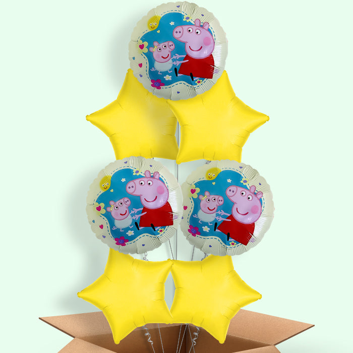 Peppa Pig with Little Baby Helium Balloon in a Box - 7 Balloons | Party Save Smile