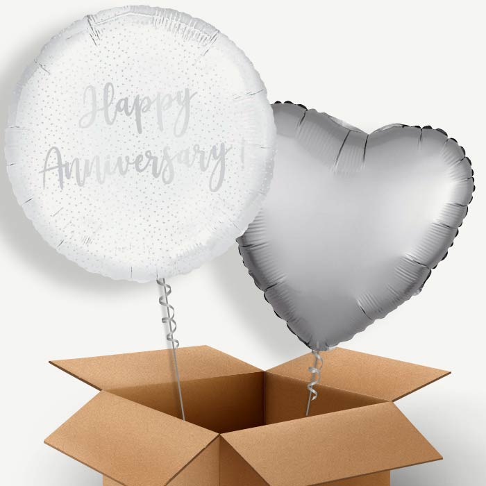 Silver Confetti Happy Anniversary Helium Balloon Couple | Party Save Smile