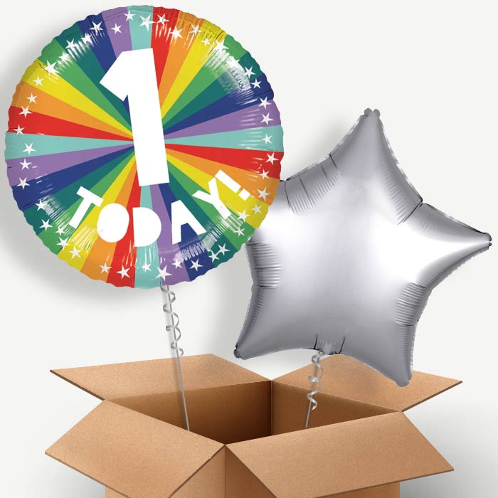 Age 1 1st Birthday Rainbow Helium Balloon Two | Party Save Smile