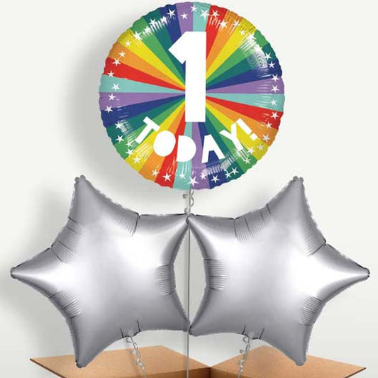 Age 1 1st Birthday Rainbow Bunch of Balloons | Party Save Smile