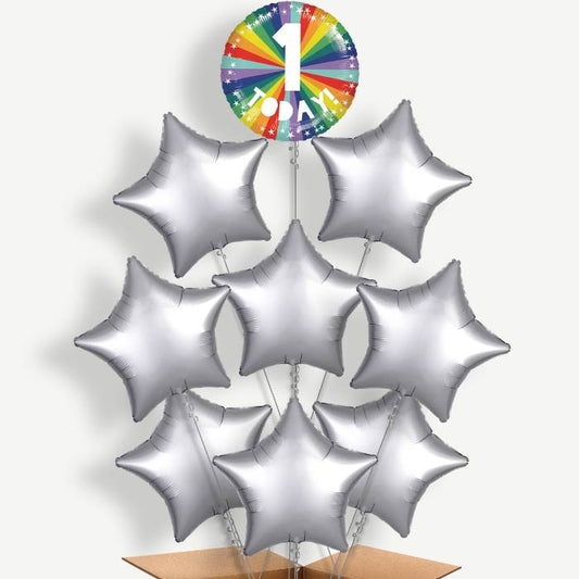 Age 1 1st Birthday Rainbow Helium Balloon Bundle | Party Save Smile