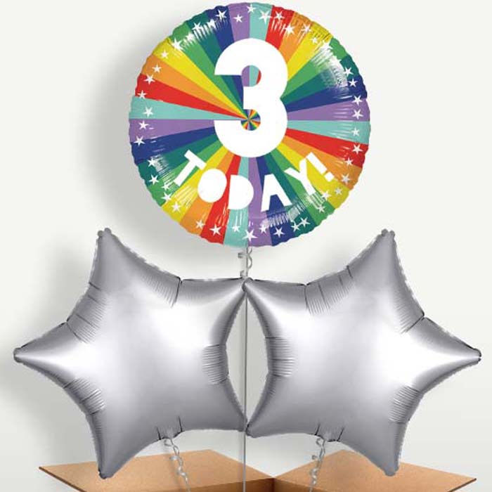 Age 3 3rd Birthday Rainbow Bunch of Balloons | Party Save Smile