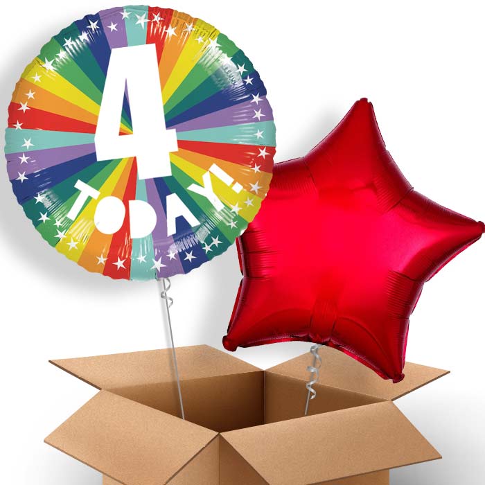 Age 4 4th Birthday Rainbow Helium Balloon Two | Party Save Smile