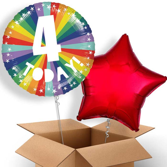 Age 4 4th Birthday Rainbow Helium Balloon Two | Party Save Smile