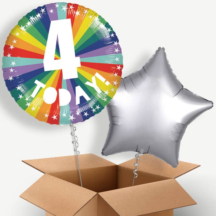 Age 4 4th Birthday Rainbow Helium Balloon Two | Party Save Smile