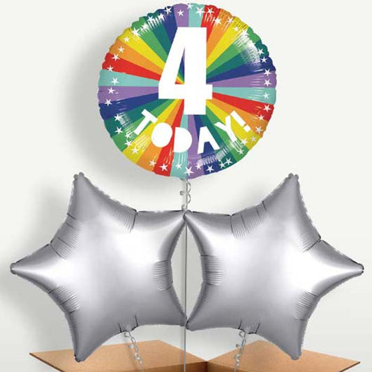 Age 4 4th Birthday Rainbow Bunch of Balloons | Party Save Smile