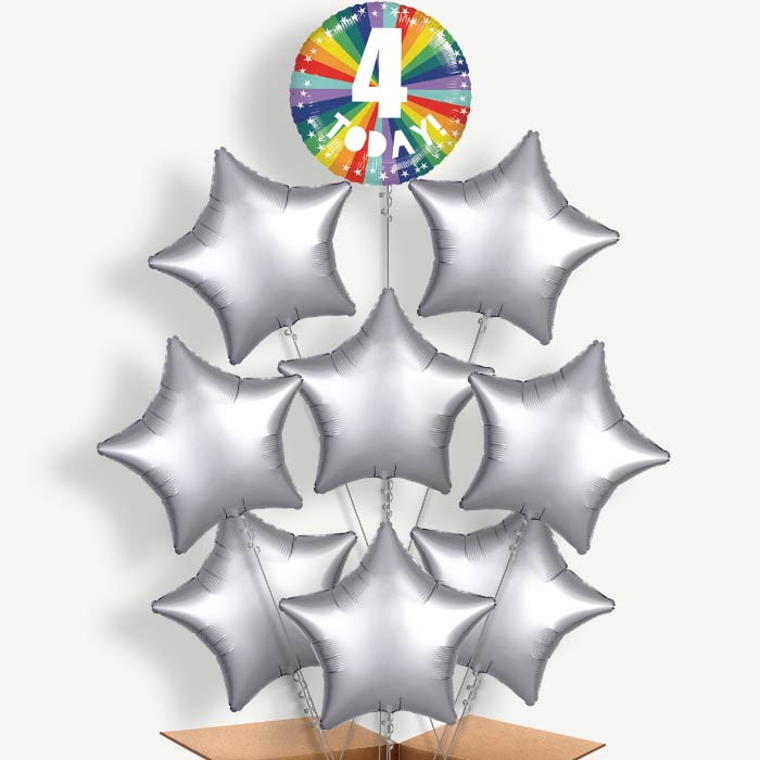 Age 4 4th Birthday Rainbow Helium Balloon Bundle | Party Save Smile