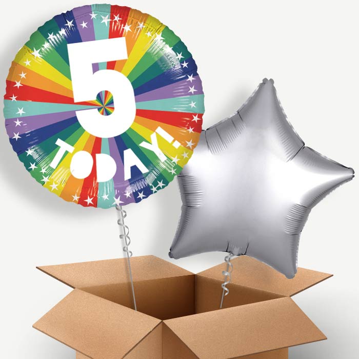 Age 5 5th Birthday Rainbow Helium Balloon Two | Party Save Smile