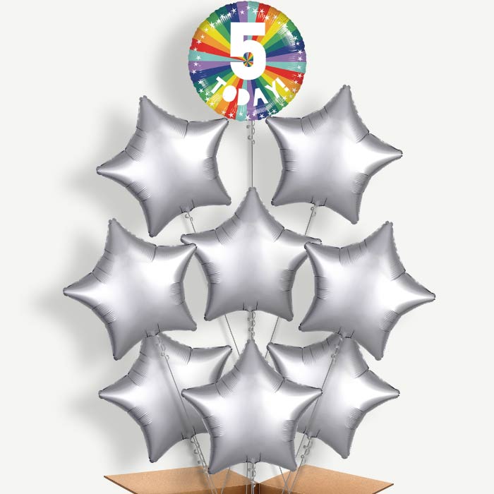 Age 5 5th Birthday Rainbow Helium Balloon Bundle | Party Save Smile