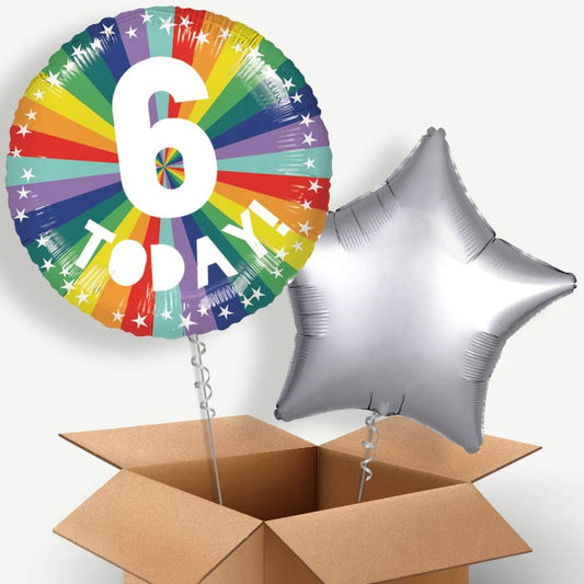 Age 6 6th Birthday Rainbow Helium Balloon Two | Party Save Smile
