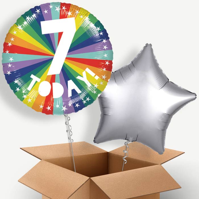 Age 7 7th Birthday Rainbow Helium Balloon Two | Party Save Smile