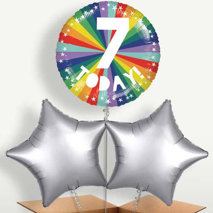 Age 7 7th Birthday Rainbow Bunch of Balloons | Party Save Smile