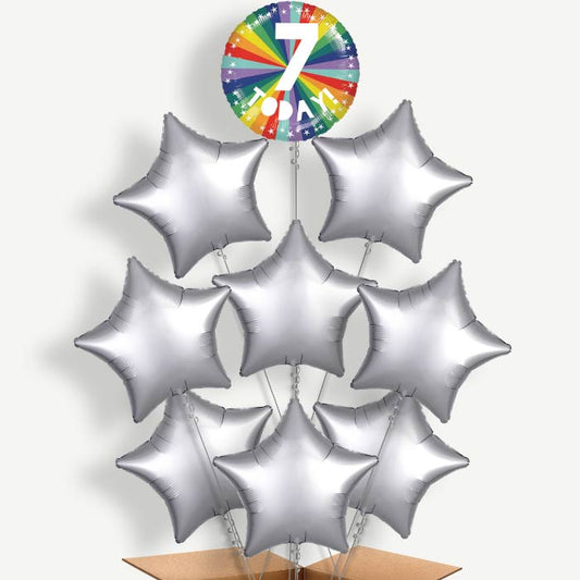 Age 7 7th Birthday Rainbow Helium Balloon Bundle | Party Save Smile