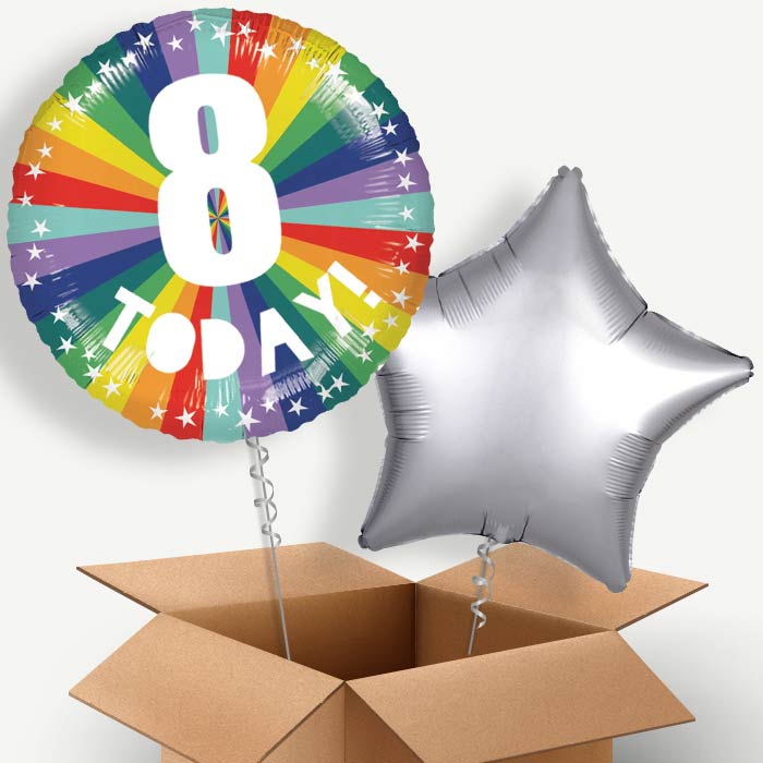Age 8 8th Birthday Rainbow Helium Balloon Two | Party Save Smile