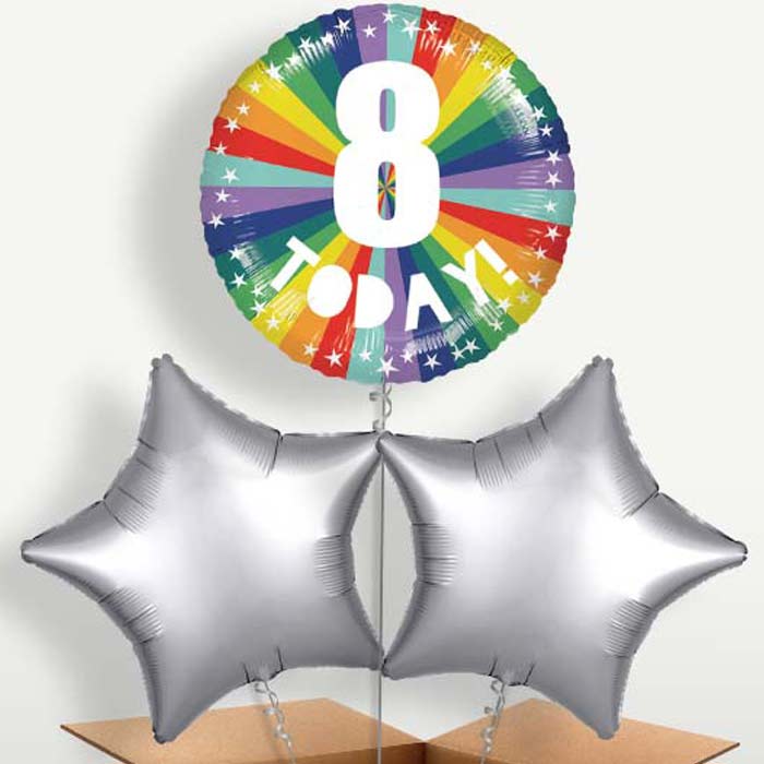 Age 8 8th Birthday Rainbow Bunch of Balloons | Party Save Smile