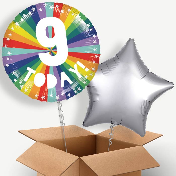 Age 9 9th Birthday Rainbow Helium Balloon Two | Party Save Smile
