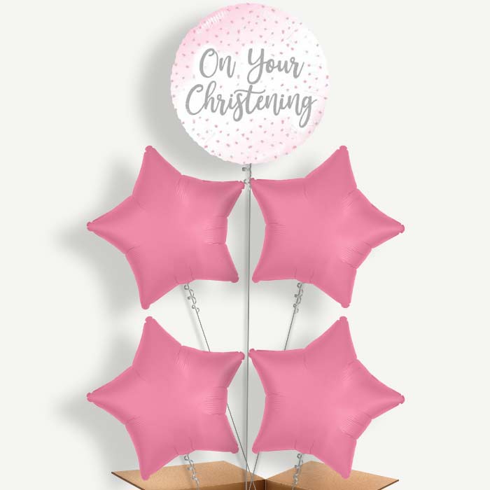 On Your Christenings Pink Confetti Helium Cluster Balloons | Party Save Smile