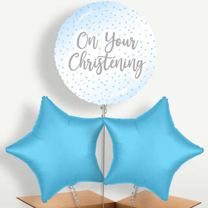 On Your Christenings Blue Confetti Balloon Bunch | Party Save Smile