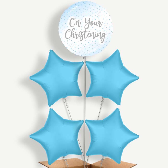 On Your Christenings Blue Confetti Helium Cluster Balloons | Party Save Smile