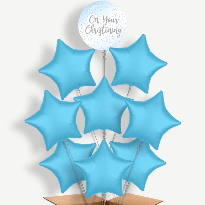On Your Christenings Blue Confetti Helium Balloon Bundle | Party Save Smile