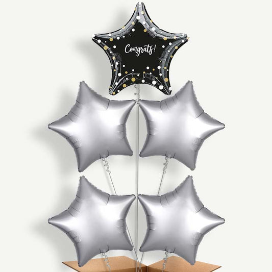Black Star Dots Congratulations Helium Cluster Balloons | Party Save Smile