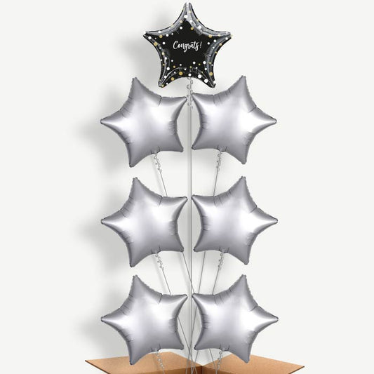 Black Star Dots Congratulations Helium Balloon Arrangement | Party Save Smile