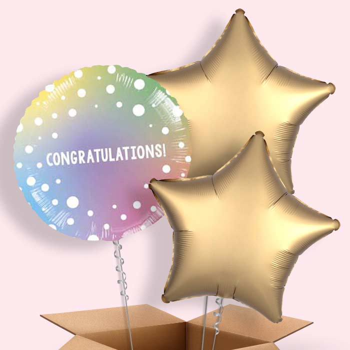 Ombre Dots Congratulations Balloons in a Box - 3 Balloon | Party Save Smile